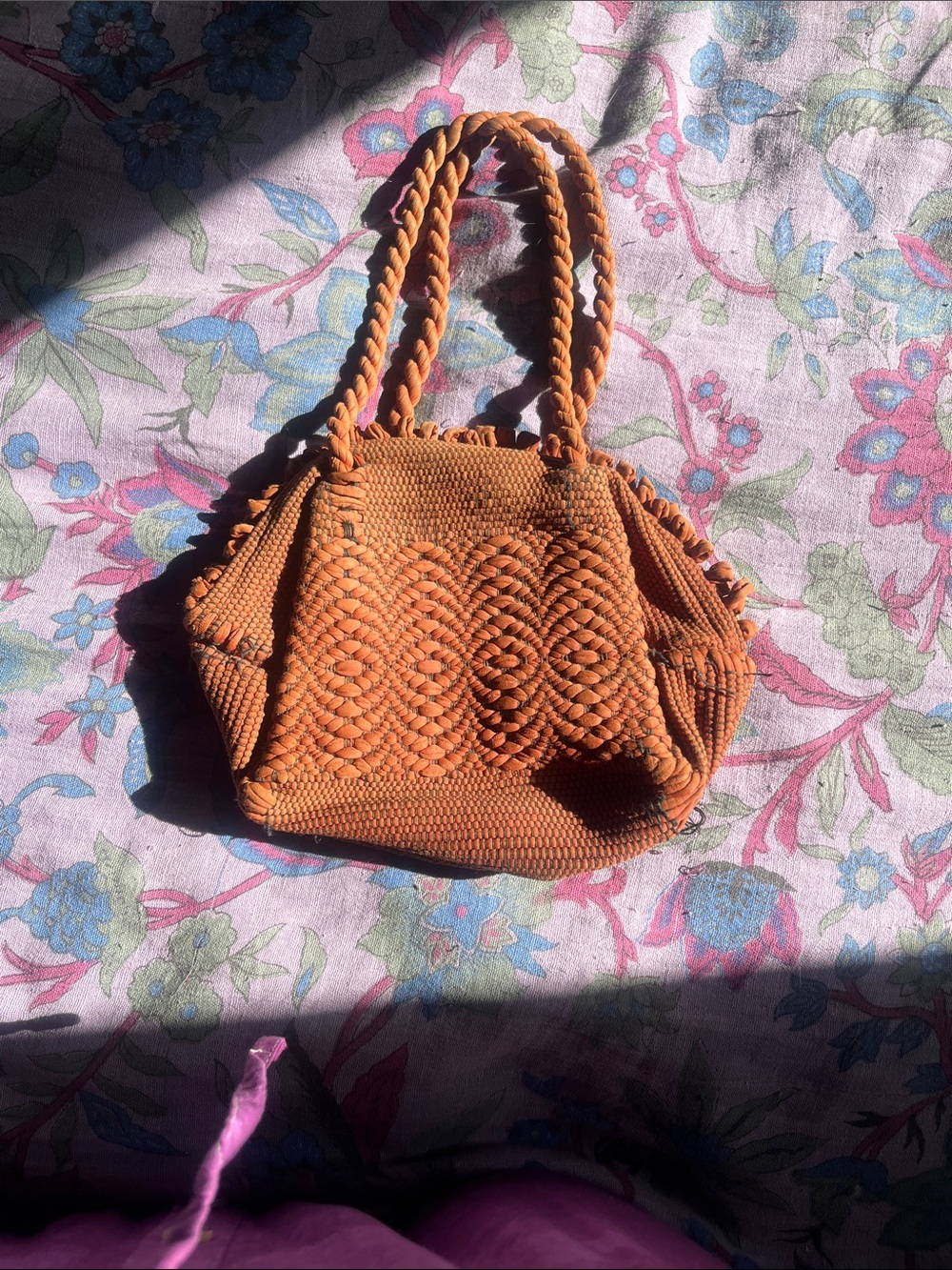 Woven vintage Red Orange Shoulder Bag - Women